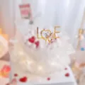 Topper de gâteau Saint-Valentin nœud amour cœur décoration blanc or variante style - Plugin Acrylique LOVE / Or
