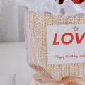 Sac d'emballage cadeau de saint-valentin en maille or blanc avec un beau ruban noeud - Bordure Grille Dorée / 40x75cm
