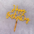 Detailed close-up view of shiny gold mirror acrylic Happy Father's Day cake topper. - Gold Mirror Artistic Happy Father's Day Style (1790)
