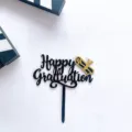 Acryl Abschluss Tortenaufleger schwarz gold Happy Graduation Party Deko Kuchenstecker 1Stk - Schwarzer Abschluss Englisch Text