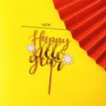 Gold acrylic Happy New Year cake topper with white snowflakes for party and holiday celebration. - Snowflake Happy New Year / 10cm / Gold