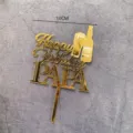 Gold Acrylic Father's Day Cake Topper Papa Birthday Party Dessert Decoration 10CM - Golden Beer
