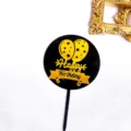 Décoration de gâteau d'anniversaire en acrylique noir et or pour la fête et le dessert. - Style Ballon (Noir)