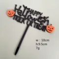 Adorno de tarta de Halloween de acrílico negro con calabaza, 10x9.5cm decoración. - Pequeña Calabaza Verde