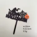 Adorno para pastel de acrílico negro de Halloween con calabaza, decoración de fiesta. - Telaraña Estilo 1