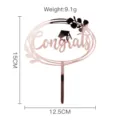Adorno de tarta graduacion acrilico oro rosa congrats decoracion fiesta 15cm - Rosa oro