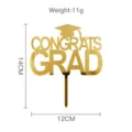 Gold acrylic graduation cake topper, congrats grad party decoration insert, 14x12cm. - Graduation Style 4 (Gold) / 14x12cm