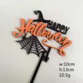 Decoración de pastel de acrílico de Halloween, doble capa negra y naranja tela de araña fiesta. - Sombrero de bruja