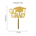 Gold acrylic graduation cake topper detail showing exact dimensions and weight specs. - Graduation Style 3 (Gold) / 14.5x11cm