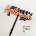 Halloween tarta topper doble capa acrílico negro naranja letra araña fiesta decoración - Telaraña Estilo 2