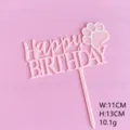 Topper per torta di compleanno per animali in acrilico rosa con impronta di zampe. - Rosa Bianco Zampa