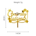 Gold acrylic graduation cake topper congratulations sign for graduation party cake decoration 14cm - Graduation Style 9 (Gold)