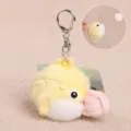 Lindo llavero de felpa de pez amarillo con diseño interactivo retráctil para bolsos y llaves. - Amarillo