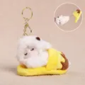 Cute plush sleeping sheep keychain with pull-out slipper design, soft bag pendant accessory. - 12cm / Yellow