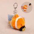 Llavero de peluche de pez payaso lindo con diseño de cuerda retráctil, colgante de bolso suave. - Naranja