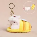 Cute plush sheep keychain bee slipper bag charm cartoon animal stuffed doll pendant toy - 12cm / Orange