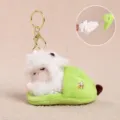 Cute sleeping sheep plush keychain, retractable cartoon bag charm pendant toy. - 12cm / Green