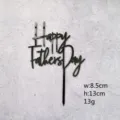 Black Acrylic Fathers Day Cake Topper Party Dessert Decoration Accessory 8.5x13cm - Happy Father's Day Black Text