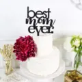 Black glitter best mom ever cake topper for mother birthday party decoration - Style 2 / Black