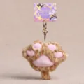 Cute cat paw plush keychain, soft animal claw bag pendant in leopard print style for gift. - Cat Paw Pendant / 12cm / Brown