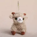 Niedlicher lockiger Schaf Plüschtier Schlüsselanhänger, flauschige Lamm Puppe Tasche Anhänger. - Braunes Gekräuseltes Schaf