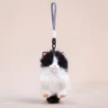 Fluffy Black and White Cat Plush Keychain Cute Kitten Bag Pendant Soft Toy Gift Idea - Long-Haired Cat Series - Cow Cat