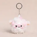 Cute plush sheep keychain with pink glasses, fluffy stuffed animal bag charm for keys and bags. - Glasses Butterfly Curly Sheep Pendant / White