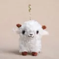 Pluche schaap sleutelhanger met bruine hoorns, schattig lam tas accessoire en sleutelring variant. - ZHIJ krullend lammetje - 001, ca. 13 cm/54 g