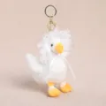 Süßer weißer Plüsch Gans Schlüsselanhänger mit Blumen Kopftuch Tasche Anhänger Deko - Elegante Gans - Weiß