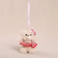Cute plush teddy bear pendant with red plaid skirt and pink lanyard, soft toy gift. - Red Plaid Skirt Bear Pendant Approx 14cm/55g