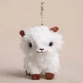 Leuke witte pluizige schaap pluche sleutelhanger met bruine details, zachte tas hanger accessoire. - ZHIJ krullend lammetje - 002, ca. 13 cm/54 g