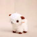 Cute fluffy little sheep plush toy pendant with brown horns and sparkly eyes, soft gift. - White Forehead Lamb Keychain (No Buckle) / 13cm
