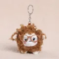 Fluffy Brown Sheep Plush Keychain with Glasses, Cute Curly Lamb Bag Pendant Toy Gift - Glasses Butterfly Curly Sheep Pendant / Brown