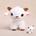 Cute white plush goat toy keychain souvenir fluffy stuffed animal pendant with brown horns - White Forehead Lamb Keychain (No Buckle) / 13cm