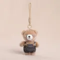 Süßer Plüschbär Schlüsselanhänger mit Jeans Latzhose, weiche Stofftier Puppe Taschenanhänger. - Brauner Latzhosen-Bärenanhänger Ca. 16cm/50g / Größe wie in Farbe gezeigt