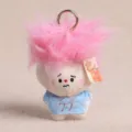 Süßer Plüschpuppen Schlüsselanhänger mit rosa Haaren flauschiger Taschenanhänger Cartoon Puppe - Campus-Stil Explodierendes Haar Anhänger / Rosa
