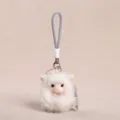 Llavero de peluche de oveja esponjosa, tierno muñeco de animal de peluche con correa para niños. - Dijes / 10cm