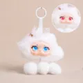 Simpatico portachiavi con bambola di peluche nuvola bianca soffice con occhi mobili. - Nuvola e pioggia in vinile Happy Mood - Bianco, 12 cm/60 g