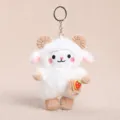 Portachiavi peluche pecora carina con borsa fragola, morbido animale giocattolo per zaino e chiavi. - Ciondolo Ariete con Borsa a Tracolla / Bianco / Circa 15cm