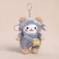 Portachiavi in peluche di montone grigio con borsa ananas, soffice ciondolo di pecora per borsa. - Ciondolo Ariete con Borsa a Tracolla / Grigio / Circa 15cm