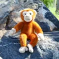 Süßes Plüschaffe Stofftier Spielzeug mit orangenem Fell und großen Augen als Souvenir. - Goldstumpfnase / 35cm / Goldenes Affen-Orange