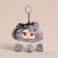Portachiavi bambola di peluche grigio simpatico ciondolo nuvola con fiocco e occhi mobili - Nuvola di sole e pioggia in vinile - Grigio (12 cm/60 g)