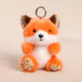 Cute plush fox keychain, soft stuffed animal doll pendant with floral fabric details. - Floral Tiny Tot Fox
