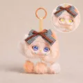 Adorabile portachiavi bambola di peluche con occhi mobili, pon-pon soffici e fiocco elegante. - Statuetta dell'umore della nuvola di pioggia in vinile - Arancione (12 cm / 60 g)