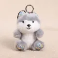 Portachiavi in peluche animale soffice con orecchie floreali, grazioso ciondolo per borsa. - Cagnolino piccolo fagiolino floreale