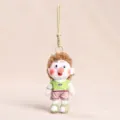 Portachiavi bambola peluche lentiggini, ciondolo capelli ricci soffici per borsa chiavi simpatico. - Verde