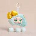Mignon pendentif porte-clés en peluche nuage moelleux avec yeux mobiles jouet - Nuage et pluie d'humeur en vinyle vert 12 cm/60 g