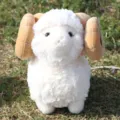 Cute bighorn sheep plush toy soft stuffed animal fluffy ram doll birthday gift for kids - 22cm / White