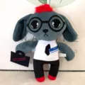 Plueschspielzeug niedliche Tierpuppe mit Brille roter Haar Krawatte Gaming Plueschfigur Geschenk - Taschen Welpe