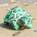 Green simulation turtle plush toy with hanging cord, vibrant realistic ocean stuffed animal. - Simulated Tortoise Green / 20cm